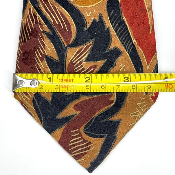 Lou Myles Designer Light Copper Brown Abstract 100% Silk Tie Hand Made in Italy - Picture 9 of 10